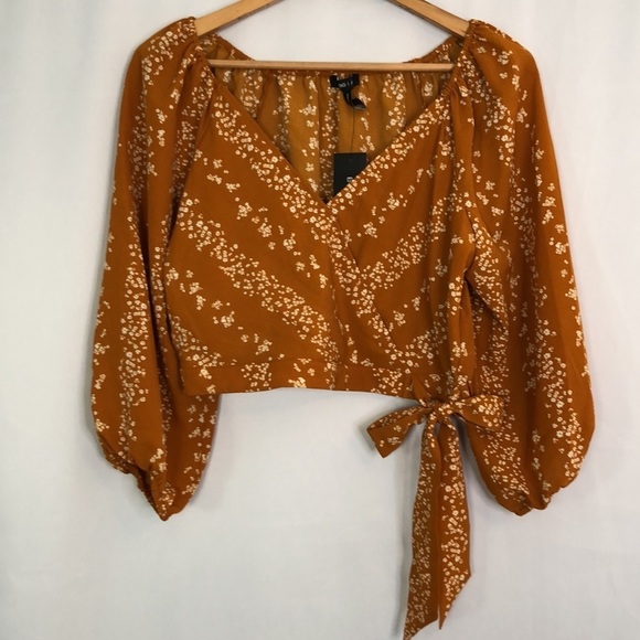 BCBG Paris Floral Stripe 3/4 Sleeve Woven Top Size M - Picture 6 of 14